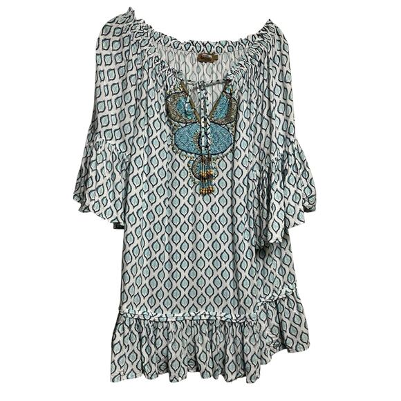 Skemo Beaded Bell Sleeve‎ Dress - Size XS - Beach Coastal - Picture 3 of 7